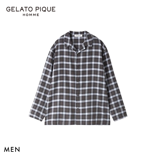 ジェラートピケ オム メンズ ソフトツイルチェックシャツ ジェラピケ パジャマ ルームウェア gelato pique HOMME