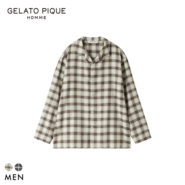 ジェラートピケ オム メンズ ソフトツイルチェックシャツ ジェラピケ パジャマ ルームウェア gelato pique HOMME