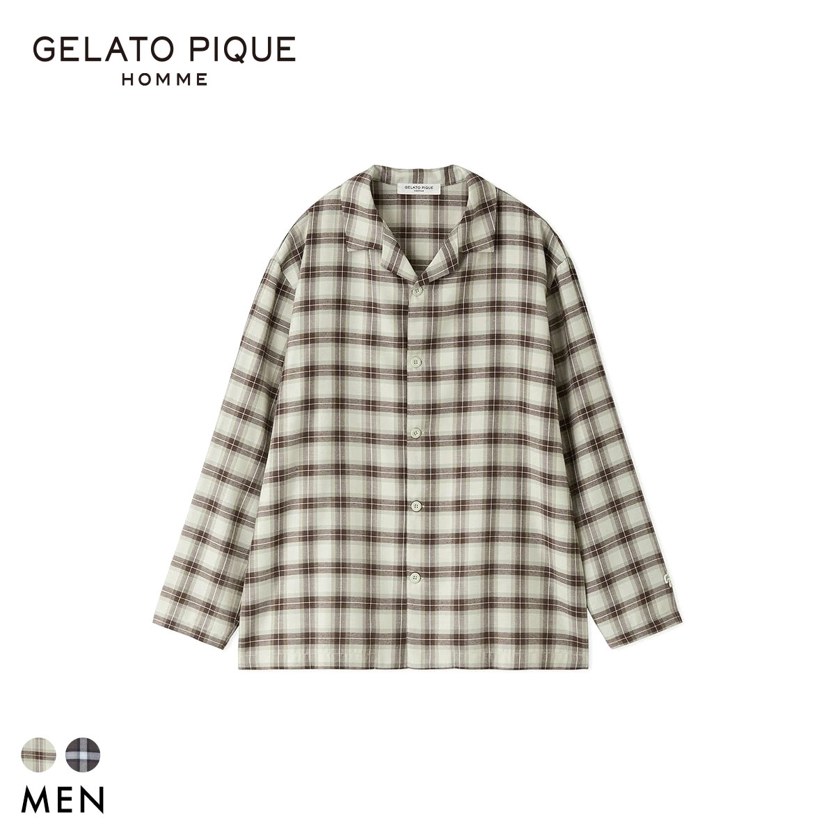 ジェラートピケ オム メンズ ソフトツイルチェックシャツ ジェラピケ パジャマ ルームウェア gelato pique HOMME