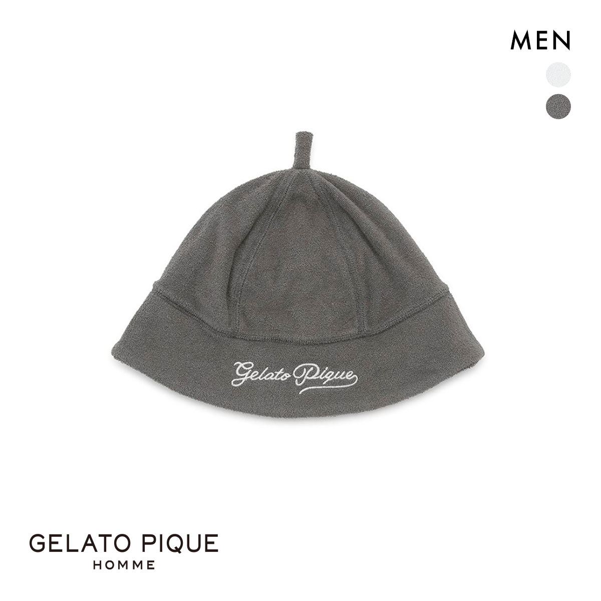 ジェラートピケ オム メンズ パイルロゴ刺繍セーラーハット gelato pique HOMME(DGY-濃グレー-Free)