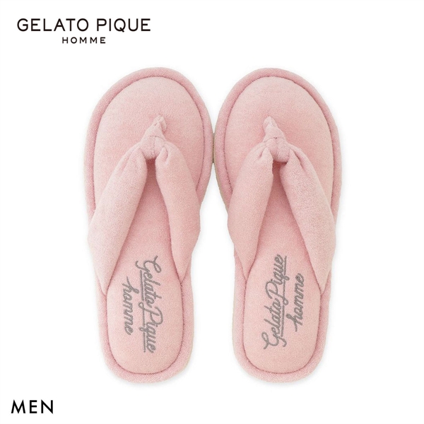 ジェラートピケ オム メンズ パイルワンポイントロゴ刺繍サンダル ジェラピケ パジャマ ルームウェア gelato pique HOMME