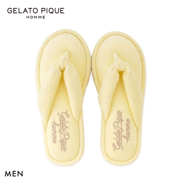 ジェラートピケ オム メンズ パイルワンポイントロゴ刺繍サンダル ジェラピケ パジャマ ルームウェア gelato pique HOMME