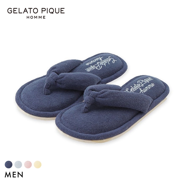 ジェラートピケ オム メンズ パイルワンポイントロゴ刺繍サンダル ジェラピケ パジャマ ルームウェア gelato pique HOMME