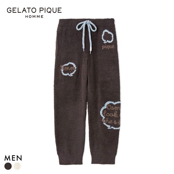 ジェラートピケ オム メンズ ベビモコトークロゴロングパンツ ジェラピケ パジャマ ルームウェア gelato pique HOMME