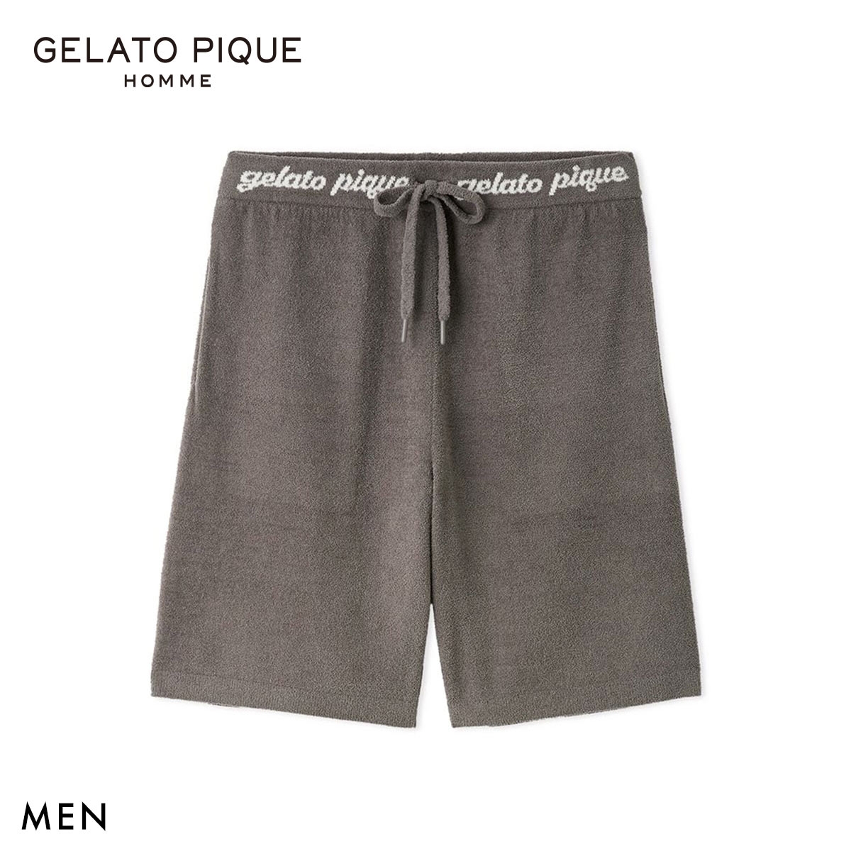 ジェラートピケ オム メンズ エアリーモコロゴジャガードハーフパンツ ジェラピケ パジャマ ルームウェア gelato pique HOMME(DGY-濃グレー-M)