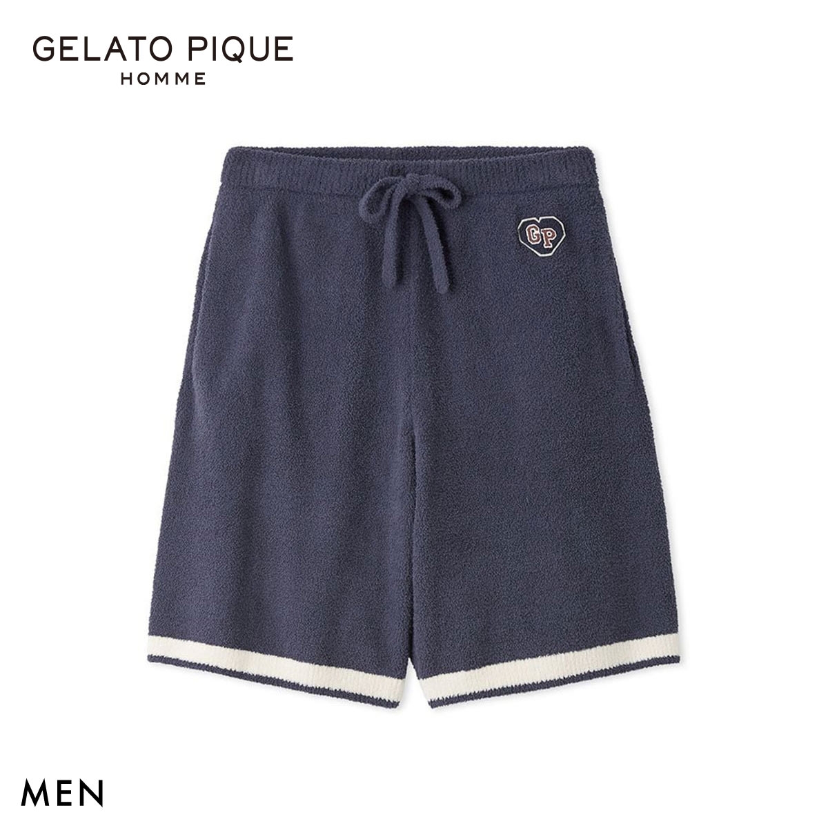 ジェラートピケ オム メンズ エアリーモコカレッジハーフパンツ ジェラピケ パジャマ ルームウェア gelato pique HOMME(NV-ネイビー-M)