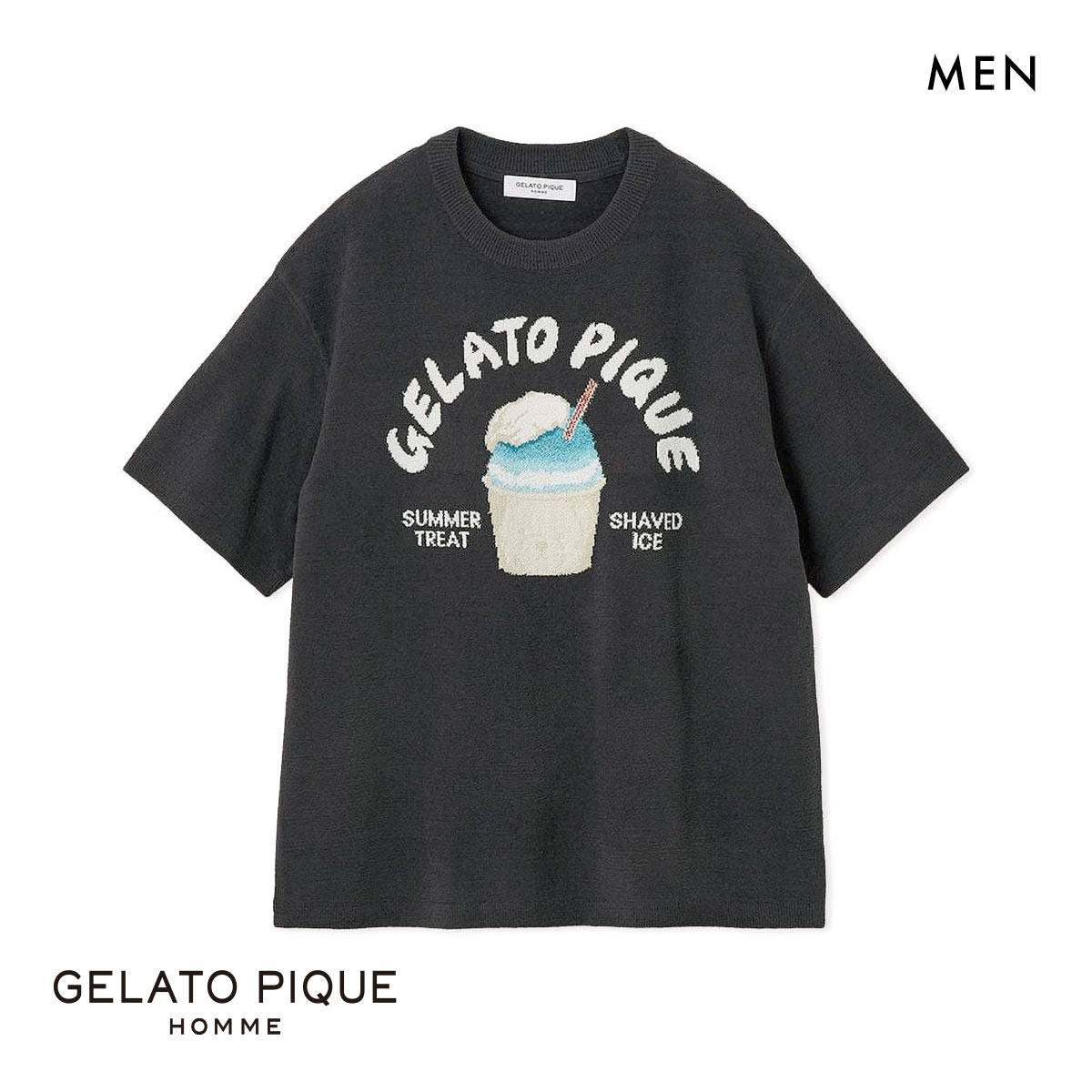 ジェラートピケ オム メンズ エアリーモコベアかき氷ジャガードプルオーバー ジェラピケ パジャマ ルームウェア gelato pique HOMME(DGY-濃グレー-M)