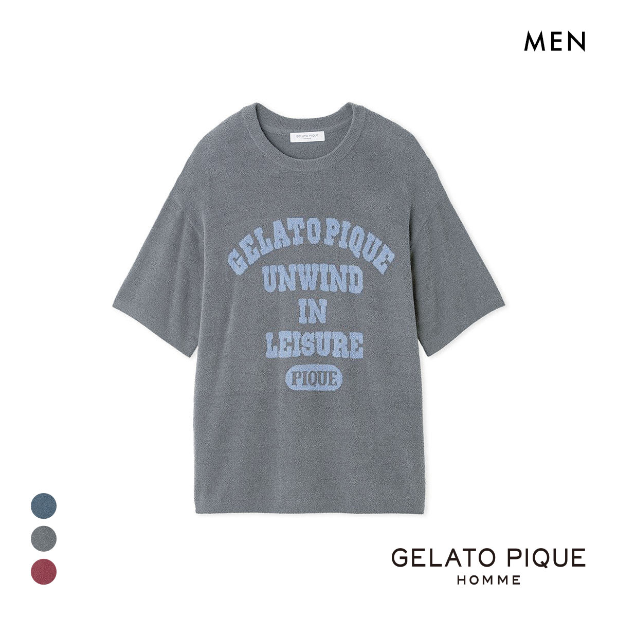 ジェラートピケ オム メンズ スムーズィーliteカレッジプルオーバー ジェラピケ パジャマ ルームウェア gelato pique HOMME(DGY-濃グレー-M)