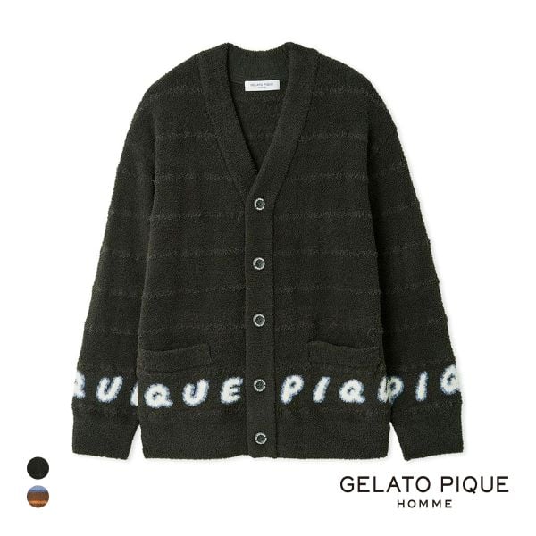 ジェラートピケ オム メンズ ベビモコピケロゴジャガードカーディガン ジェラピケ パジャマ ルームウェア gelato pique HOMME