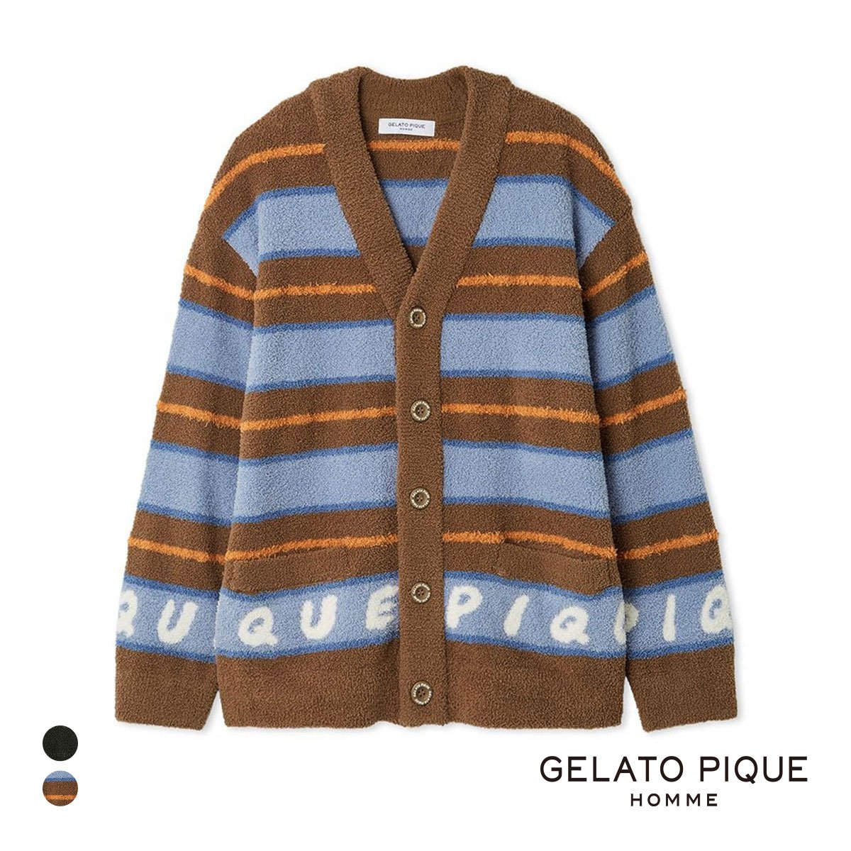 ジェラートピケ オム メンズ ベビモコピケロゴジャガードカーディガン ジェラピケ パジャマ ルームウェア gelato pique HOMME(CM-キャメル-M)