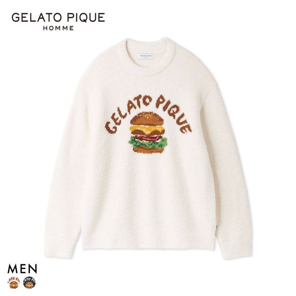 ジェラートピケ オム メンズ ヒラノトシユキ パウダーハンバーガージャガードプルオーバー ジェラピケ gelato pique HOMME