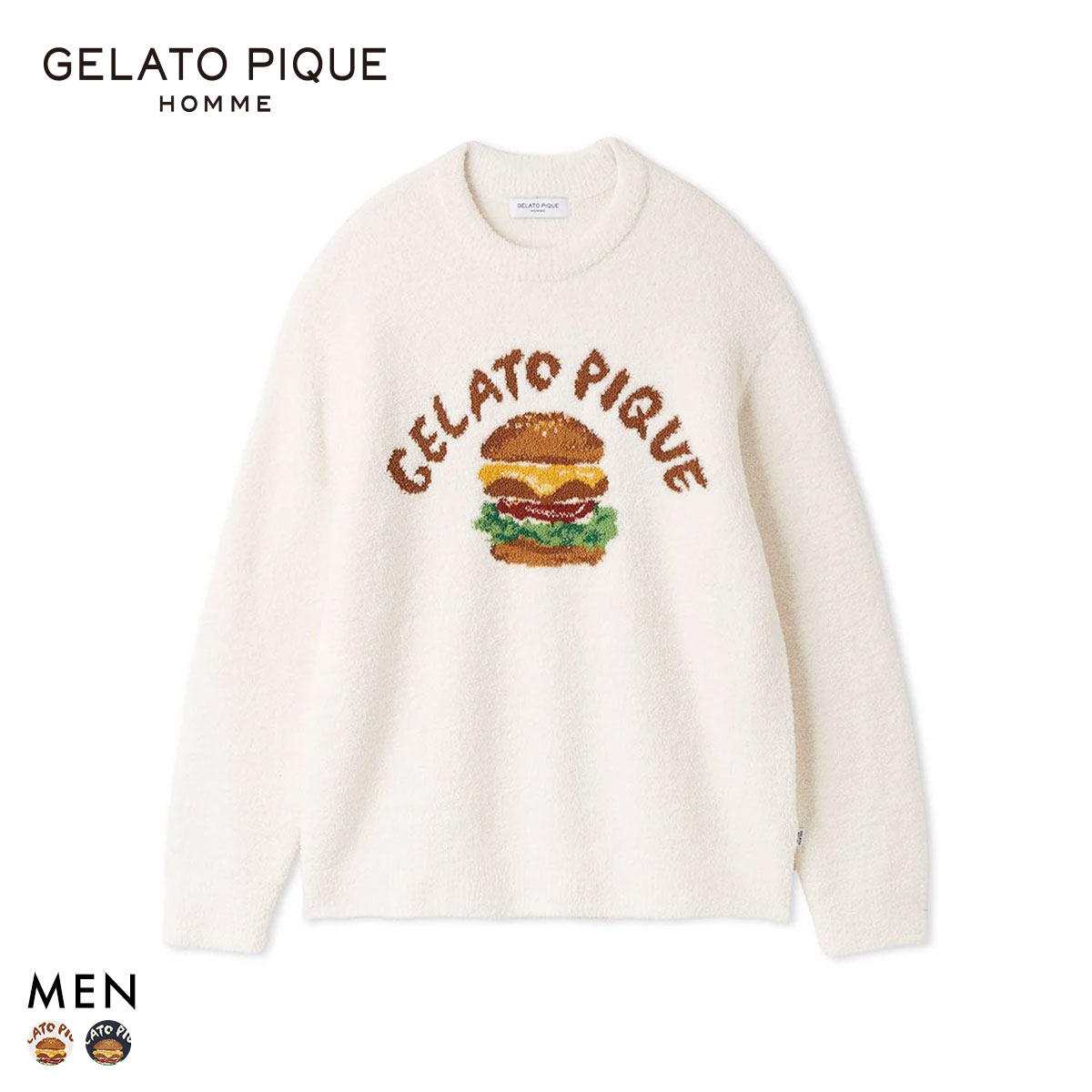 ジェラートピケ オム メンズ ヒラノトシユキ パウダーハンバーガージャガードプルオーバー ジェラピケ gelato pique HOMME