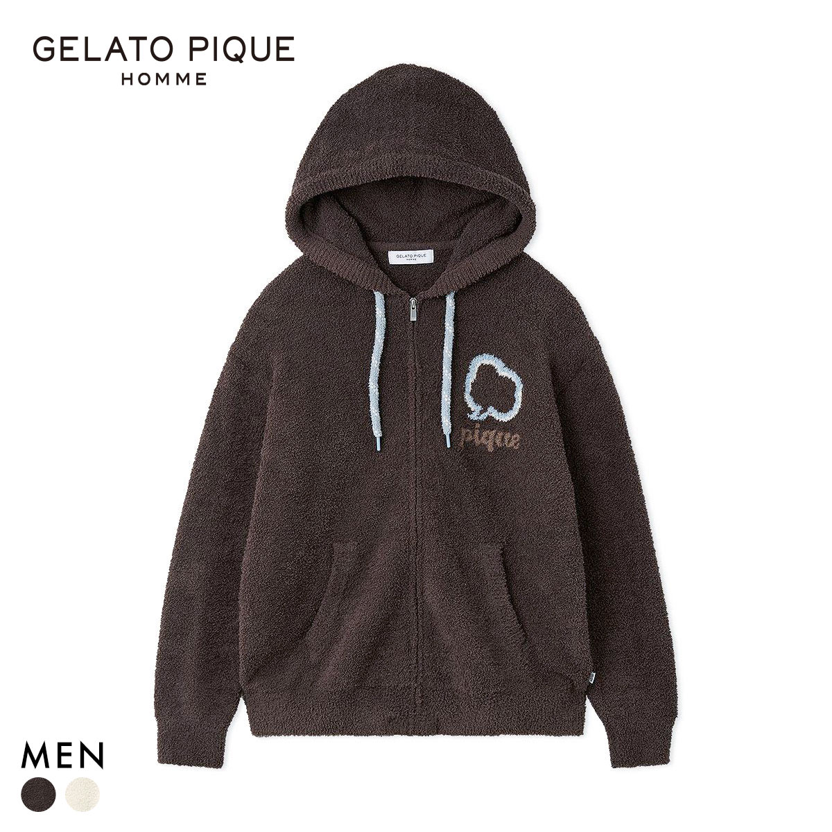 ジェラートピケ オム メンズ ベビモコピケロゴジャガードプルオーバー ジェラピケ パジャマ ルームウェア gelato pique HOMME(BR-ブラウン-M)