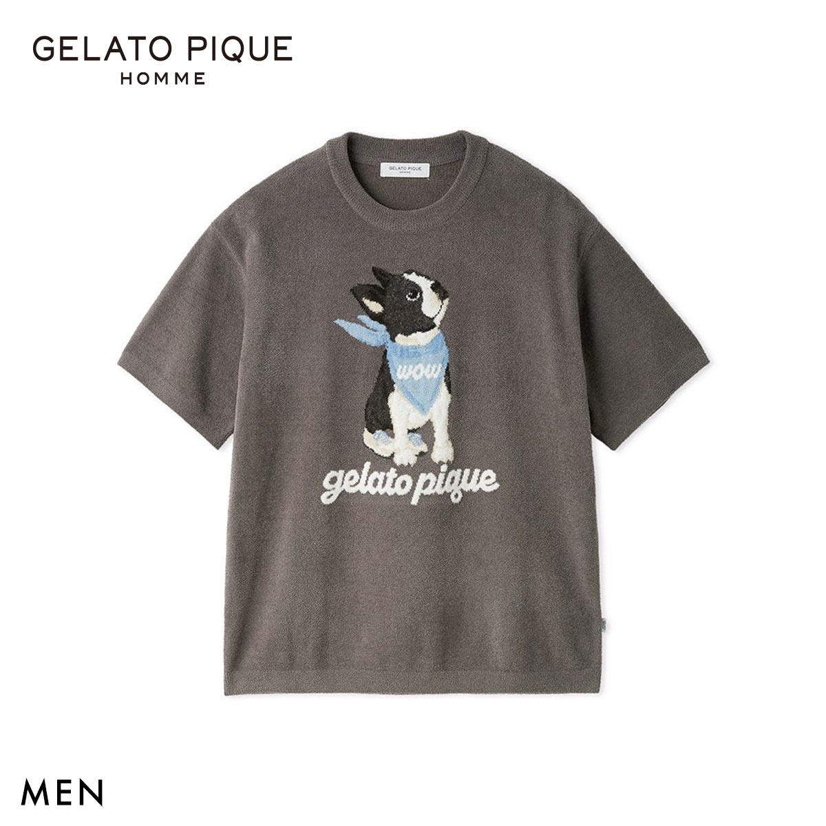 ジェラートピケ オム メンズ エアリーモコドッグジャガードプルオーバー ジェラピケ パジャマ ルームウェア gelato pique HOMME(DGY-濃グレー-M)