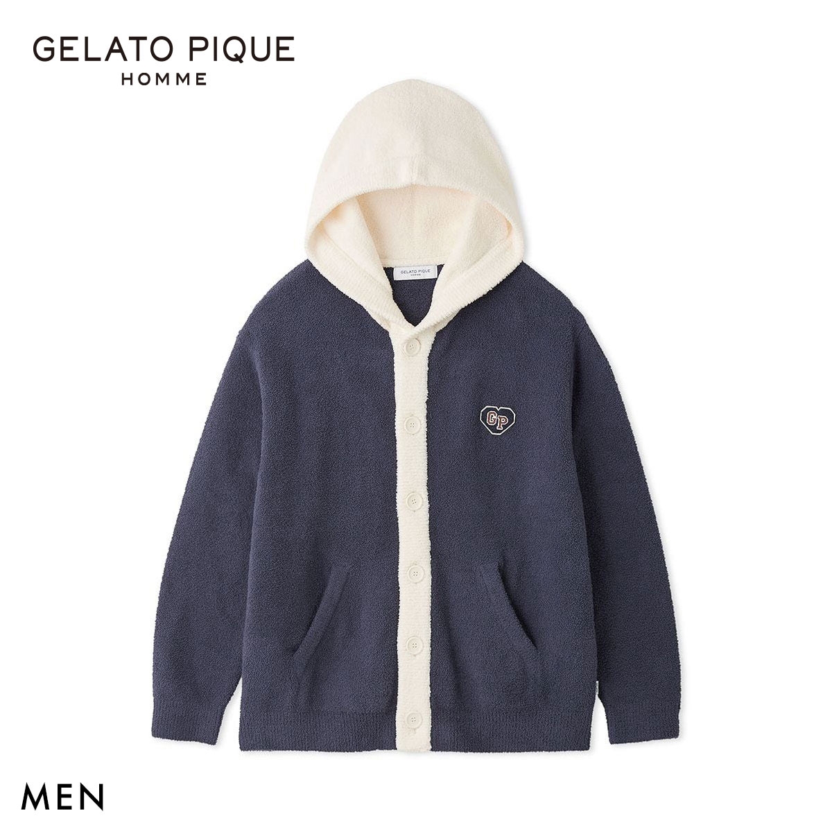 ジェラートピケ オム メンズ エアリーモコカレッジパーカ ジェラピケ パジャマ ルームウェア gelato pique HOMME(NV-ネイビー-M)