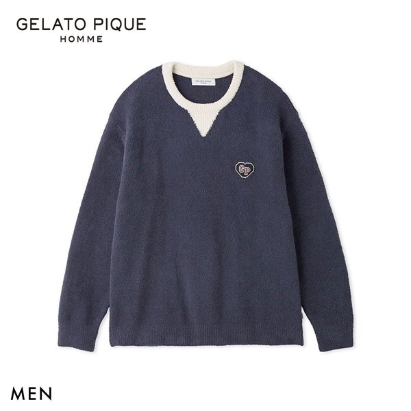 ジェラートピケ オム メンズ エアリーモコカレッジプルオーバー ジェラピケ パジャマ ルームウェア gelato pique HOMME