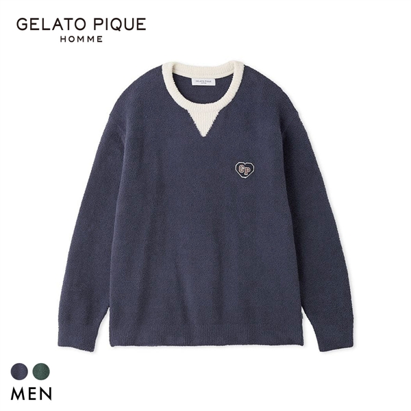 ジェラートピケ オム メンズ エアリーモコカレッジプルオーバー ジェラピケ パジャマ ルームウェア gelato pique HOMME