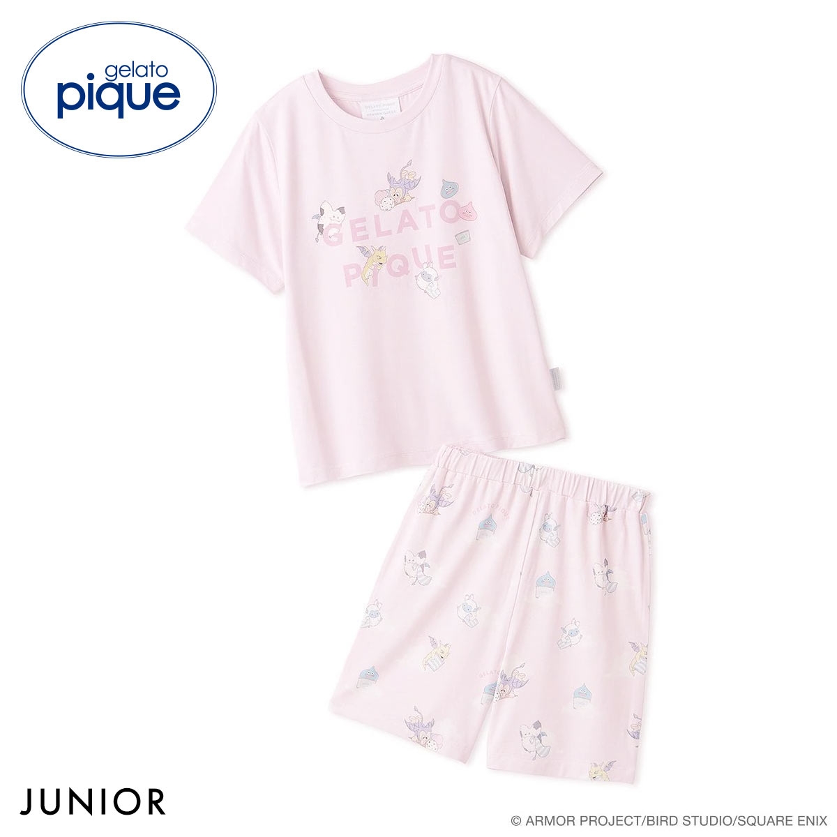 ジェラートピケ ドラゴンクエスト ジュニア 販路限定 ワンポイントTシャツ＆総柄ショートパンツセット ジェラピケ ルームウェア gelato pique(PI-ピンク-130)