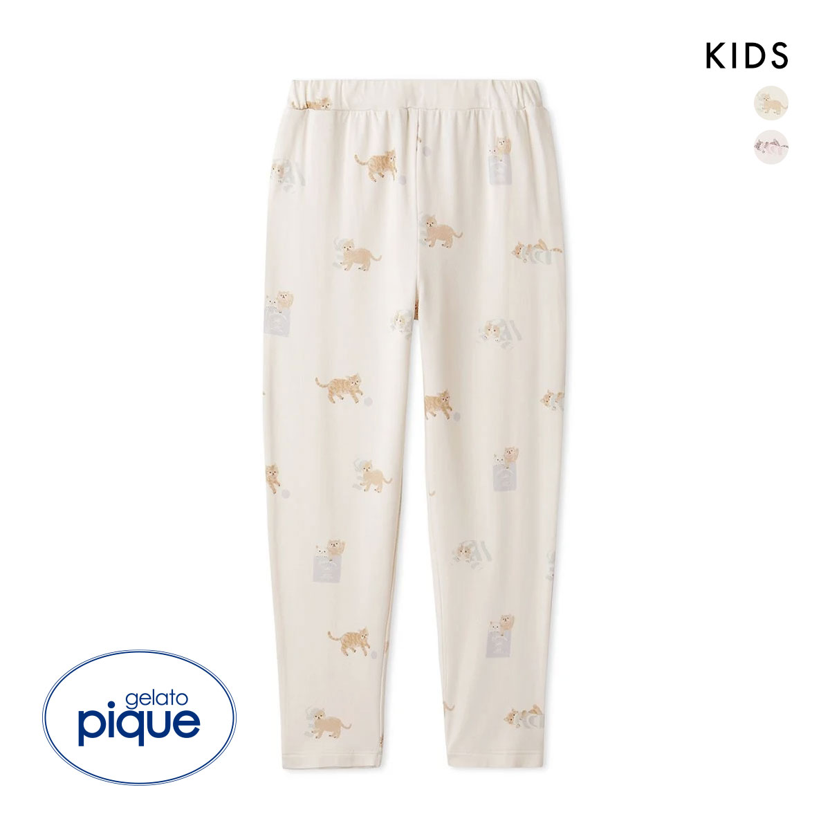 ジェラートピケ キッズアンドベイビー キッズ プレイフルキャット柄ロングパンツ ジェラピケ パジャマ ルームウェア gelato pique Kids＆Baby Kids(CR-クリーム-XXS)