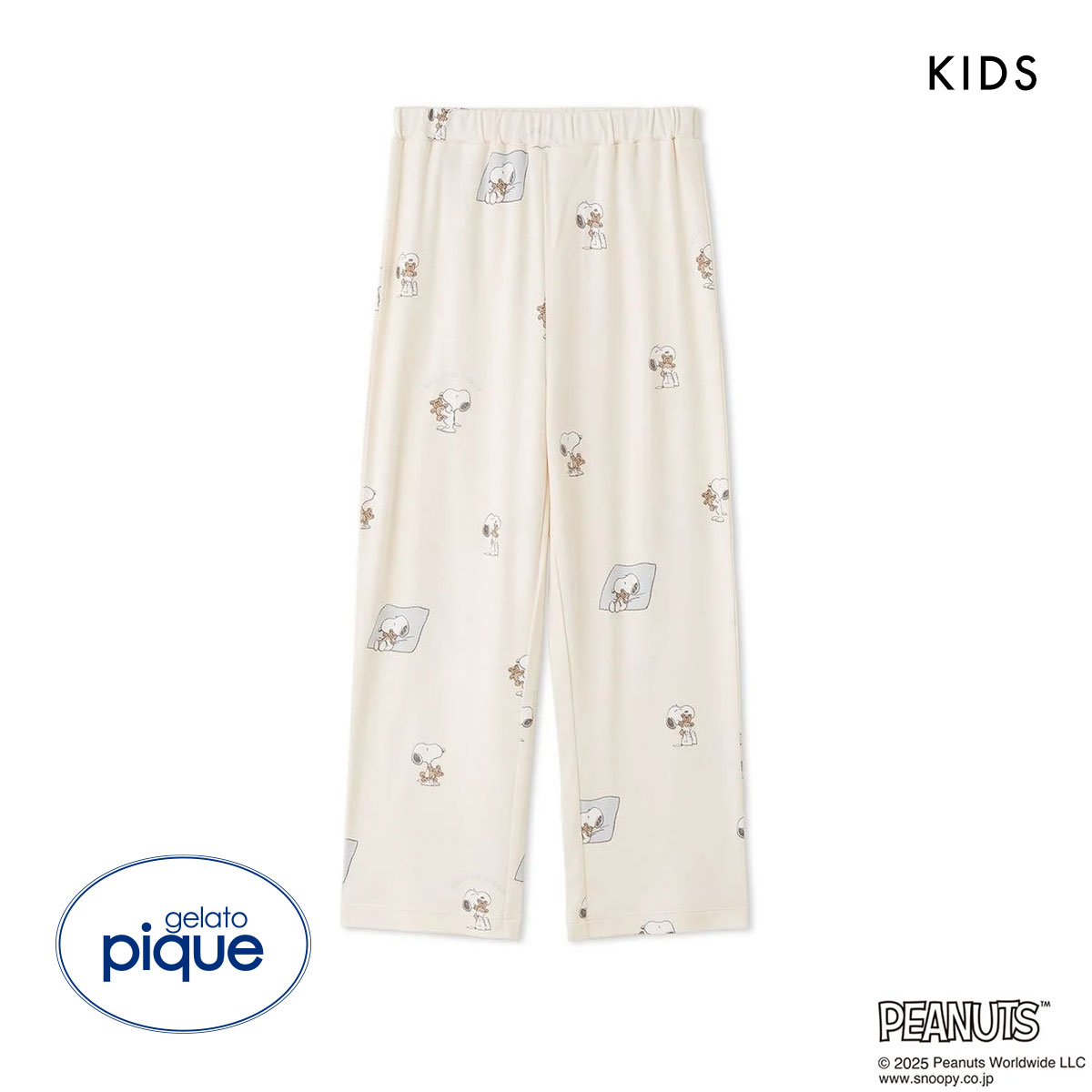 ジェラートピケ キッズアンドベイビー ピーナッツ キッズ SNOOPY×BEAR 総柄ロングパンツ ジェラピケ ルームウェア gelato pique Kids＆Baby(OW-オフホワイト-XXS)