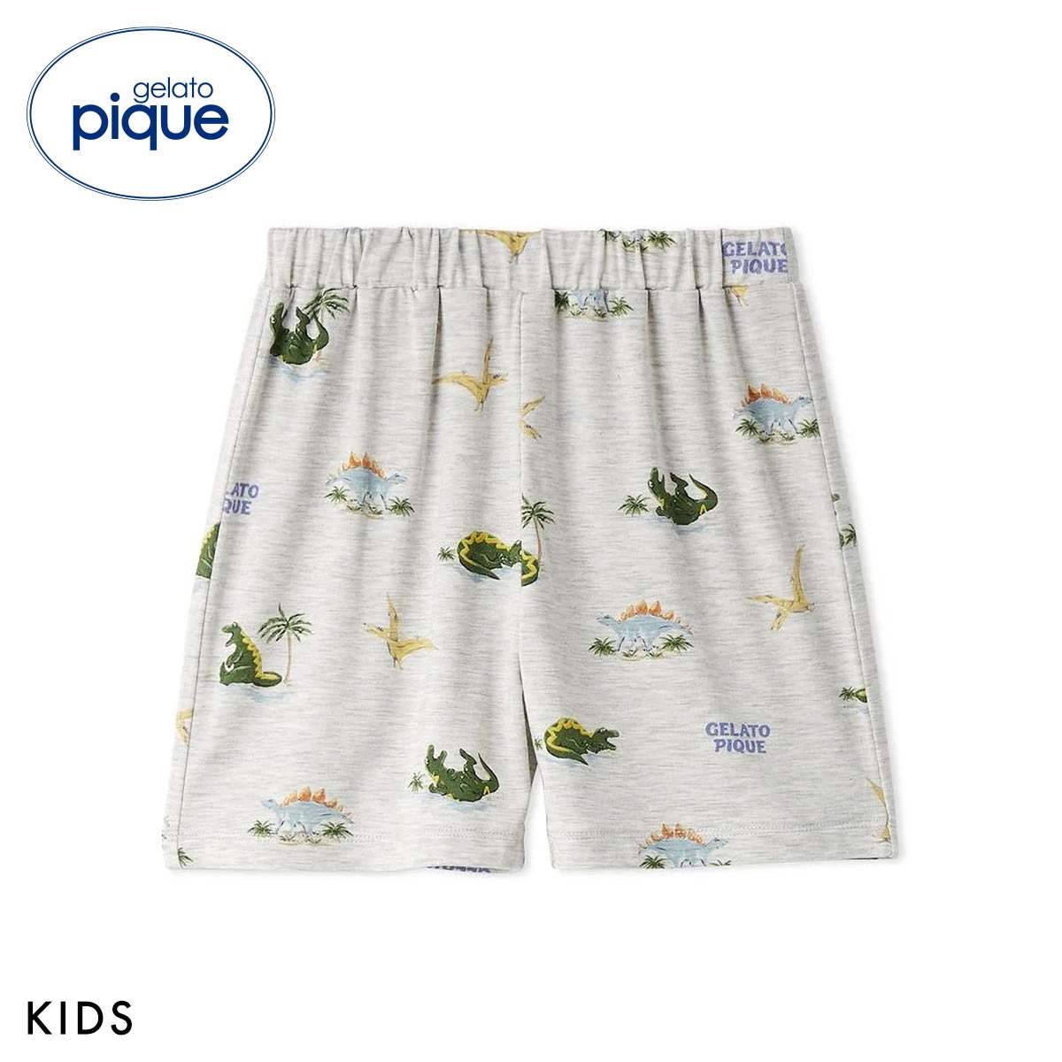 ジェラートピケ キッズアンドベイビー キッズ 接触冷感 スリーピングダイナソー柄ショートパンツ ジェラピケ gelato pique Kids＆Baby KIDS(LGY-薄グレー-90)