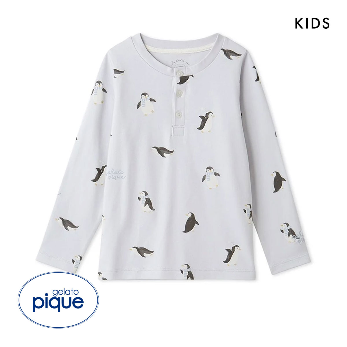 ジェラートピケ キッズアンドベイビー キッズ ペンギン柄ロンT ジェラピケ ルームウェア パジャマ gelato pique Kids＆Baby KIDS(BU-ブルー-XXS)
