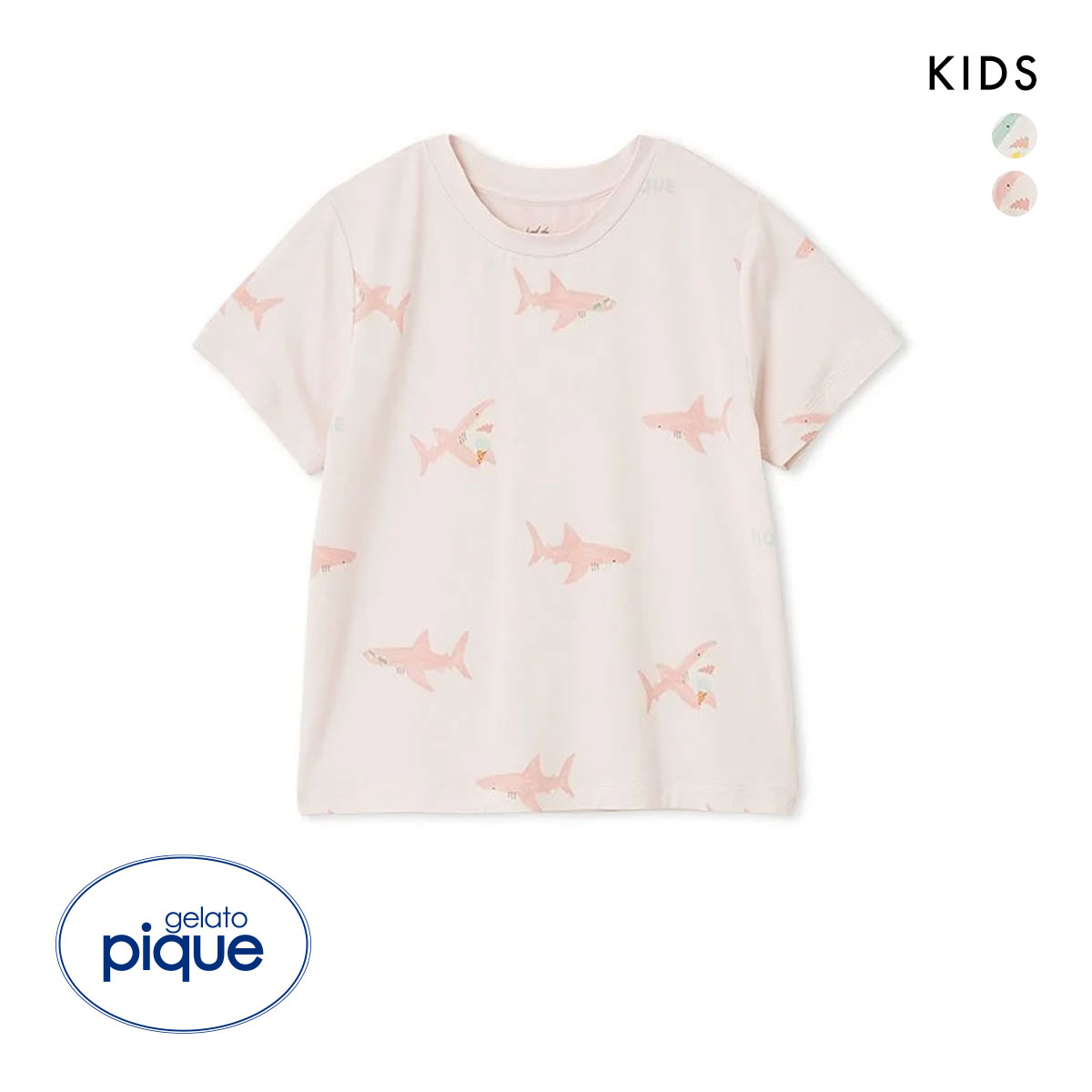 ジェラートピケ キッズアンドベイビー キッズ 接触冷感 SHARK柄Tシャツ ジェラピケ ルームウェア パジャマ gelato pique Kids＆Baby KIDS(PI-ピンク-90)