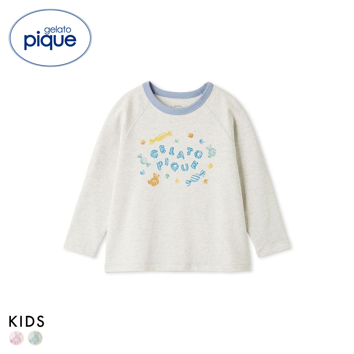 ジェラートピケ キッズアンドベイビー キッズ キャンディワンポイントロンT ジェラピケ ルームウェア パジャマ gelato pique Kids＆Baby KIDS(GY-グレー-90)