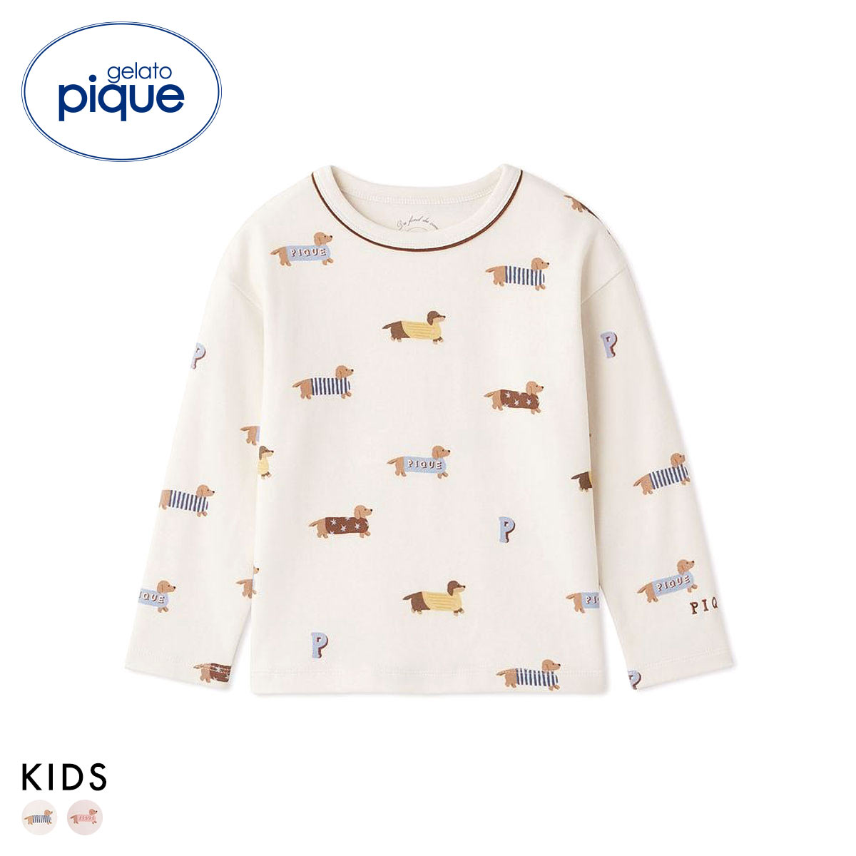 ジェラートピケ キッズアンドベイビー キッズ ダックスフンド柄ロンＴ ジェラピケ gelato pique Kids＆Baby KIDS(CR-クリーム-90)