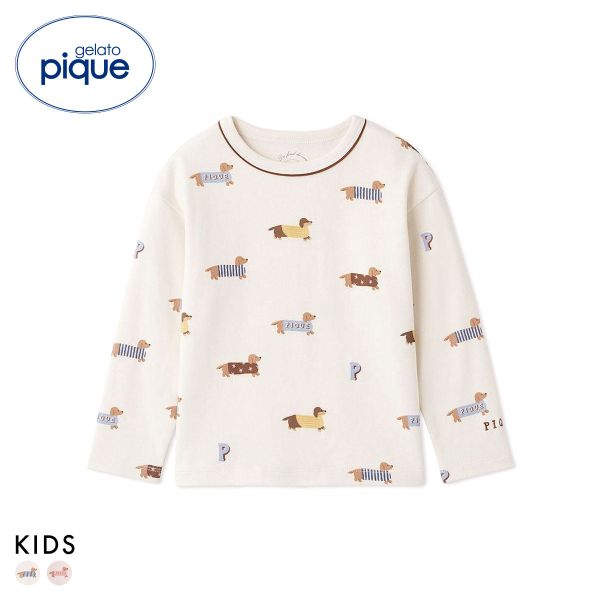 ジェラートピケ キッズアンドベイビー キッズ ダックスフンド柄ロンＴ ジェラピケ gelato pique Kids＆Baby KIDS