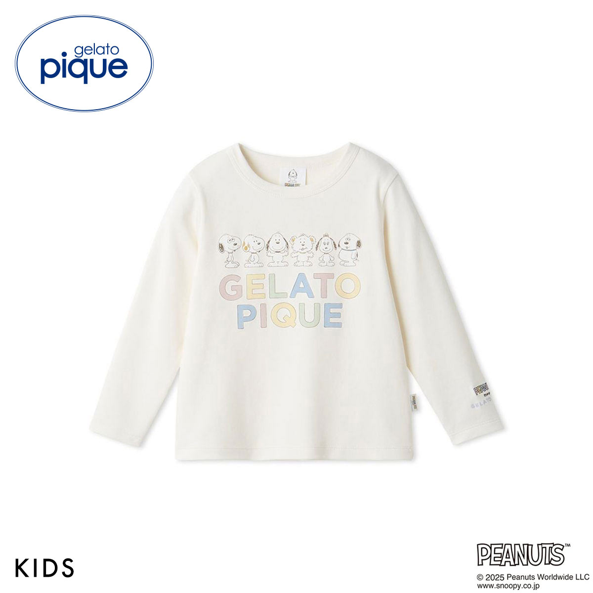 ジェラートピケ キッズアンドベイビー gelato pique Kids＆Baby PEANUTS PUPPIES KIDS ワンポイントロングTシャツ(OW-オフホワイト-90)