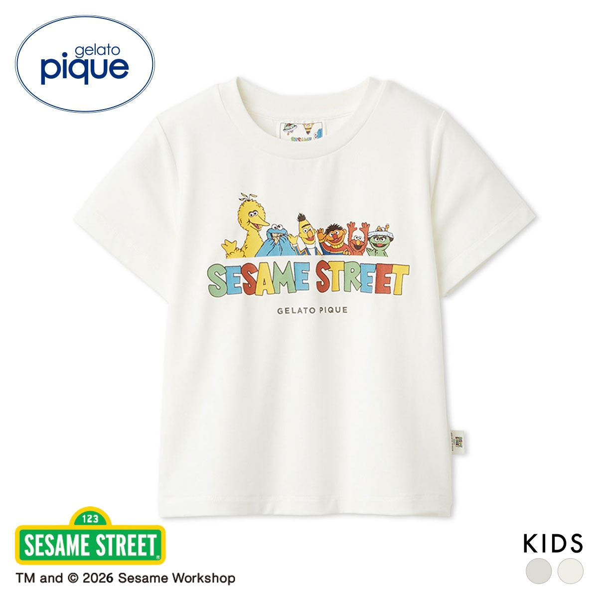 ジェラートピケ キッズアンドベイビー キッズ SESAME STREET ワンポイントTシャツ セサミストリート ジェラピケ gelato pique KIDS(OW-オフホワイト-90)