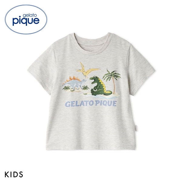 ジェラートピケ キッズアンドベイビー キッズ 接触冷感 スリーピングダイナソーワンポイントTシャツ ジェラピケ gelato pique Kids＆Baby KIDS