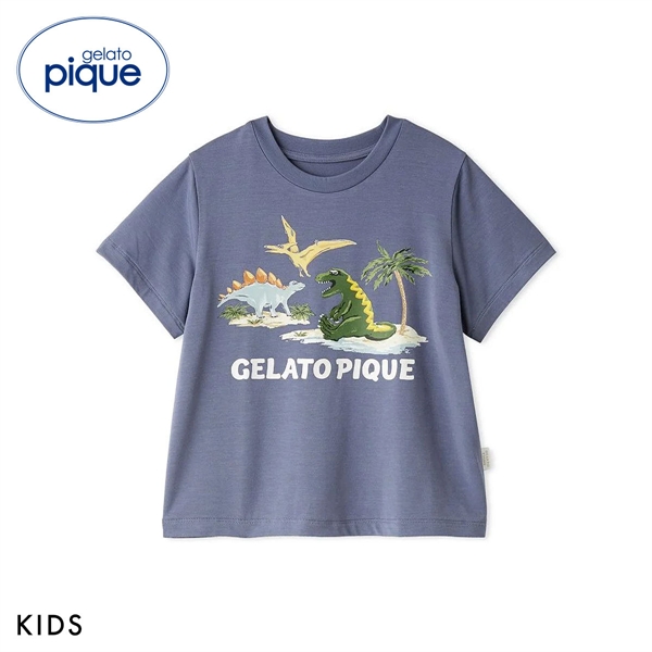 ジェラートピケ キッズアンドベイビー キッズ 接触冷感 スリーピングダイナソーワンポイントTシャツ ジェラピケ gelato pique Kids＆Baby KIDS
