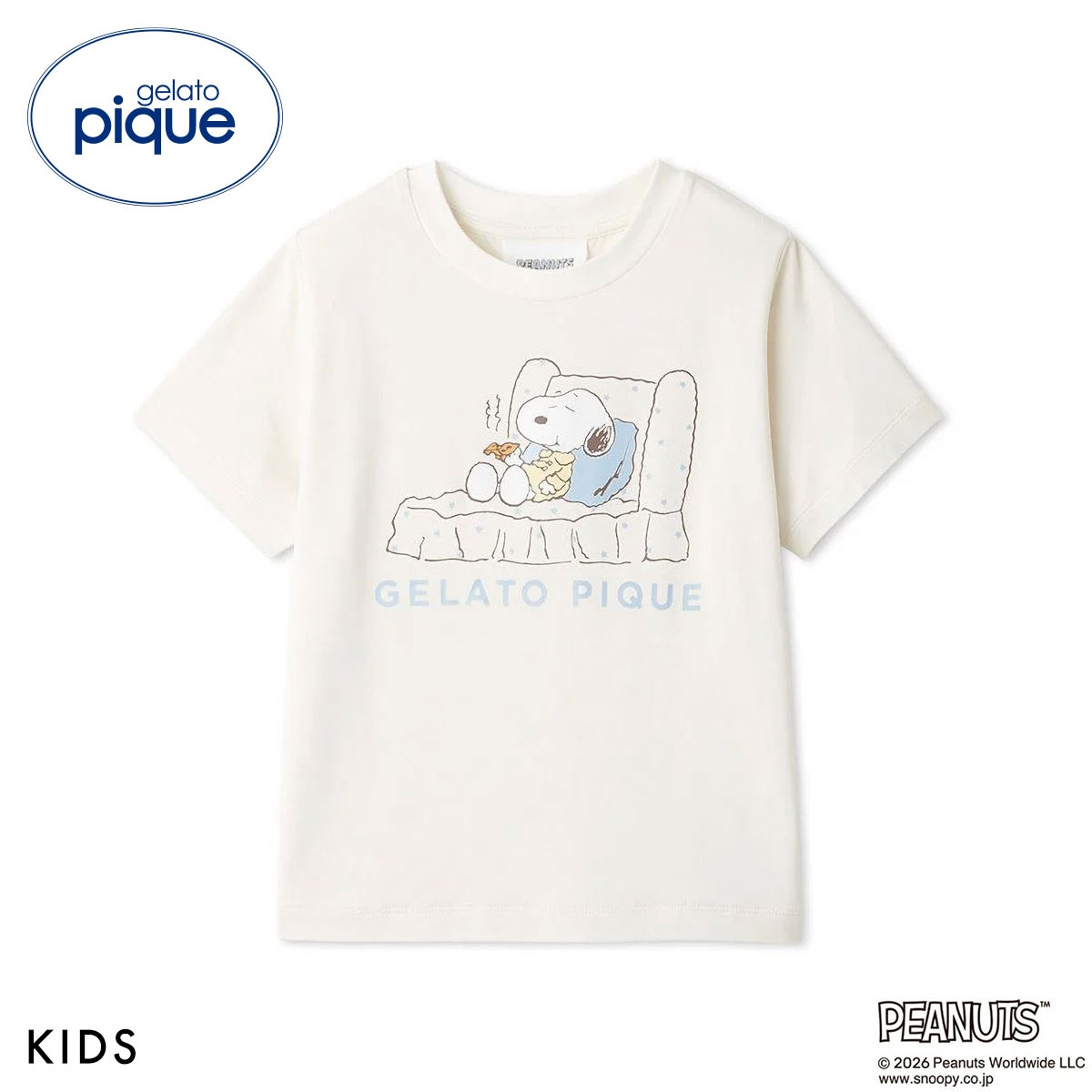 ジェラートピケ PEANUTS キッズアンドベイビー キッズ 接触冷感 ワンポイントTシャツ ジェラピケ スヌーピー SNOOPY gelato pique Kids＆Baby KIDS(CR-クリーム-90)