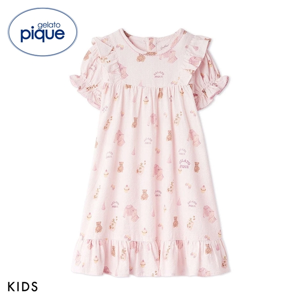 ジェラートピケ キッズアンドベイビー キッズ パジャマパーティー柄シャーリングワンピース ジェラピケ gelato pique Kids＆Baby KIDS