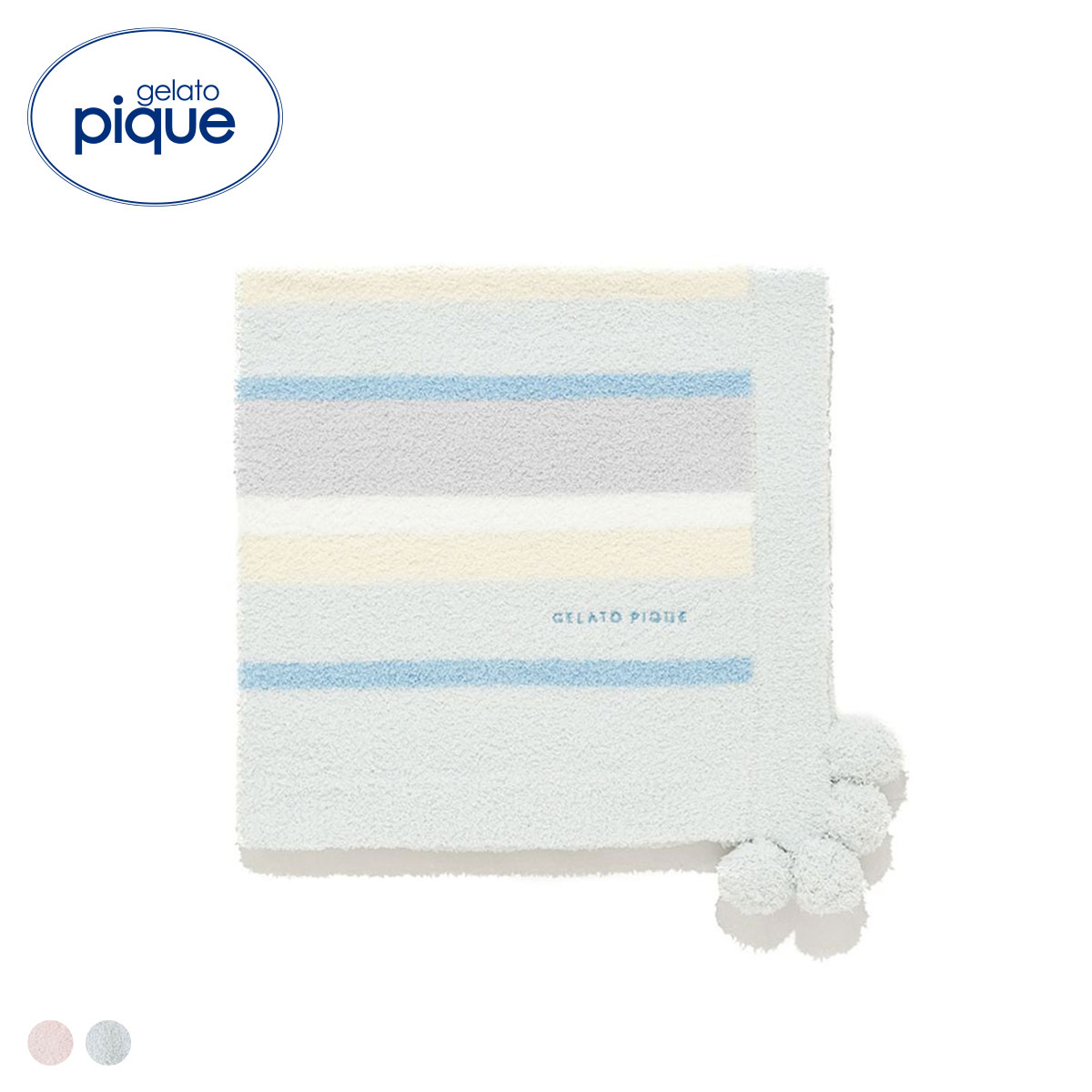 ジェラートピケ キッズアンドベイビー キッズ ベビモコカラフルボーダーブランケット ジェラピケ ルームウェア gelato pique Kids＆Baby KIDS(BU-ブルー-Free)