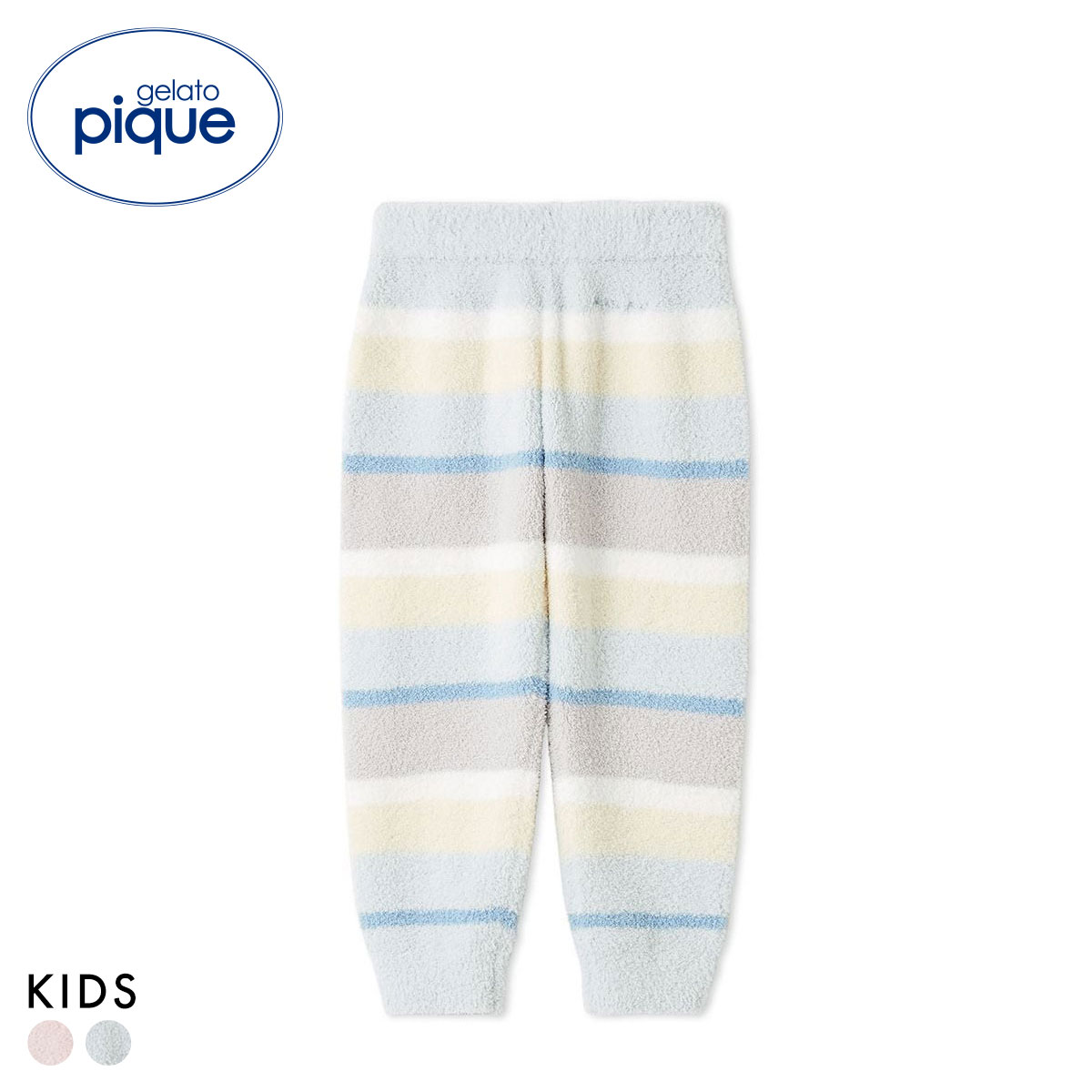 ジェラートピケ キッズアンドベイビー キッズ ベビモコカラフルボーダーロングパンツ ジェラピケ ルームウェア gelato pique Kids＆Baby KIDS(BU-ブルー-90)