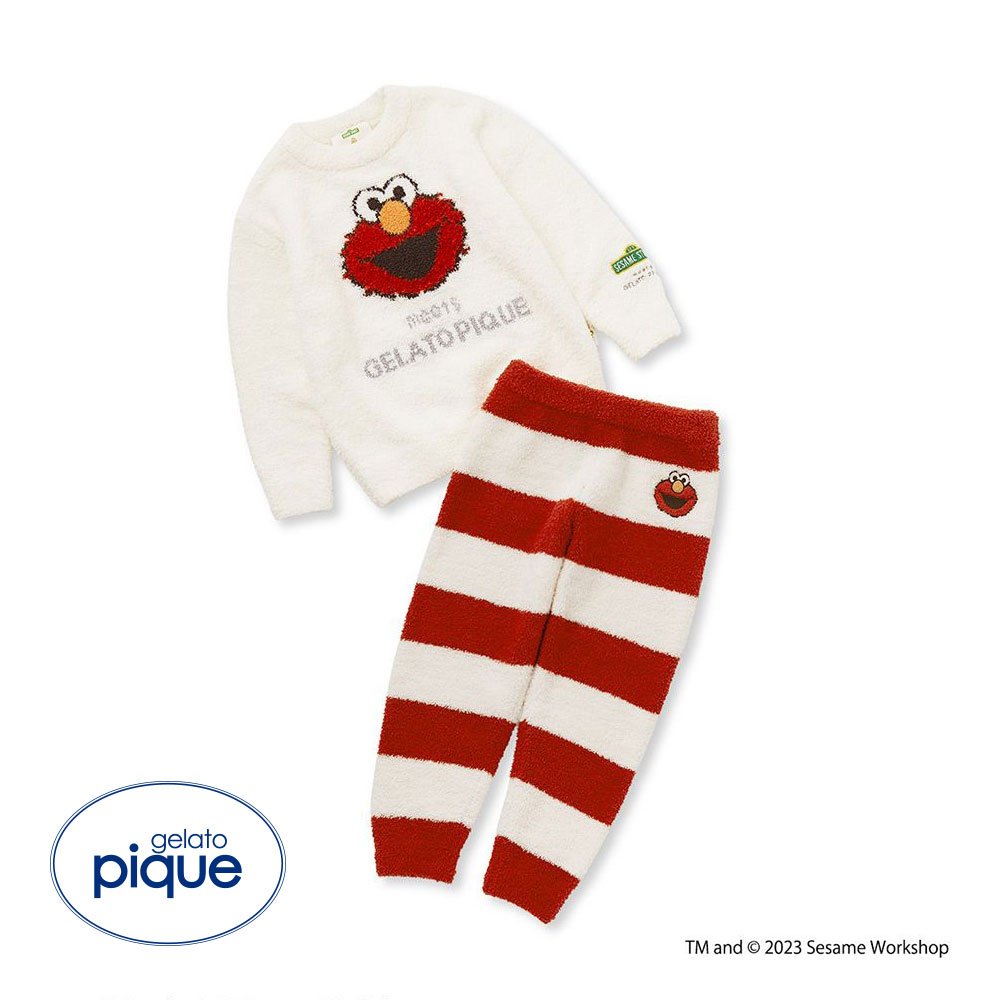 ジェラートピケ キッズアンドベイビー gelato pique Kids＆Baby 【SESAME STREET】【KIDS】ジャガードプルオーバー&ロングパンツセット ジェラピケ(RE-レッド-XXS)