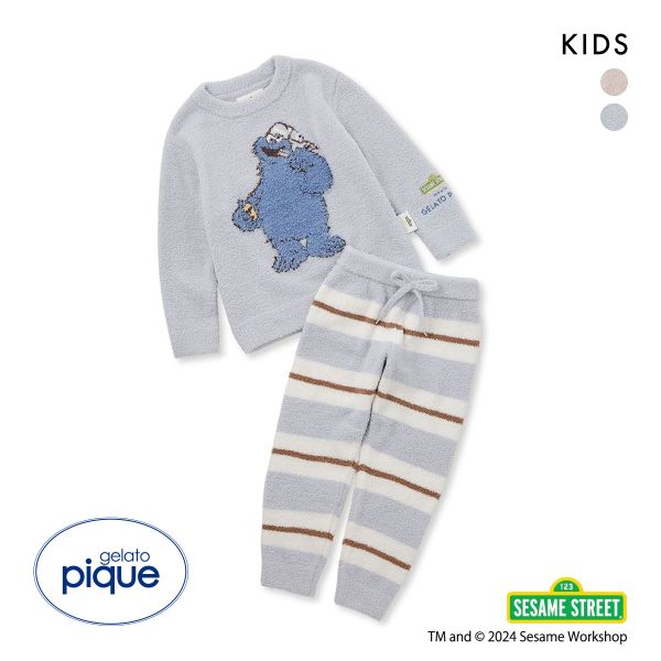 ジェラートピケ キッズアンドベイビー セサミストリート モチーフジャガードプルオーバー&ロングパンツセット ジェラピケ  gelato pique SESAME STREET