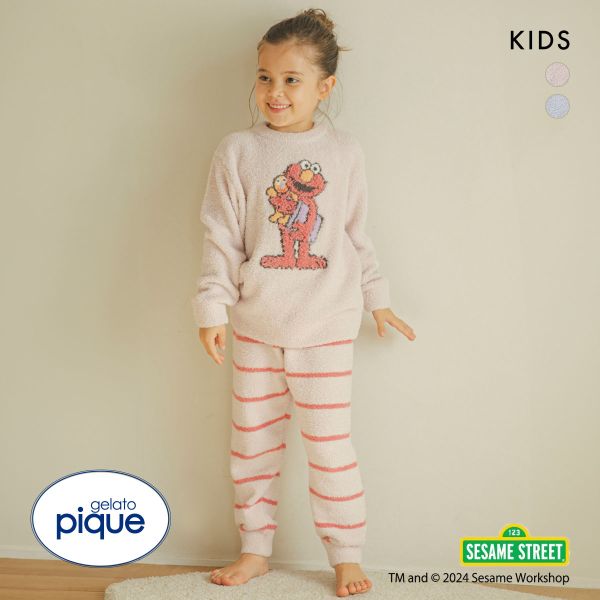 ジェラートピケ キッズアンドベイビー セサミストリート モチーフジャガードプルオーバー&ロングパンツセット ジェラピケ  gelato pique SESAME STREET