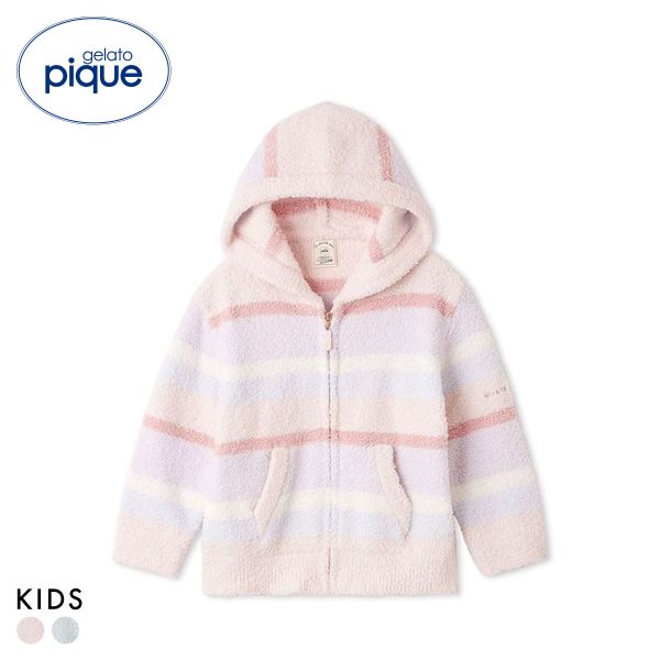 ジェラートピケ キッズアンドベイビー キッズ ベビモコカラフルボーダーパーカ ジェラピケ ルームウェア gelato pique Kids＆Baby KIDS