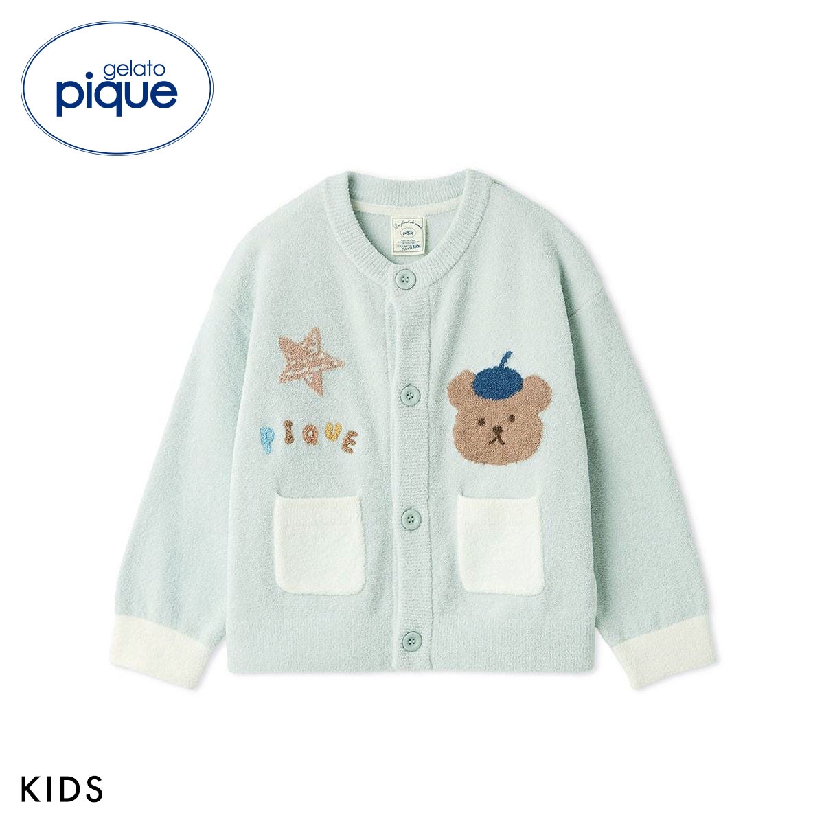 ジェラートピケ キッズアンドベイビー キッズ エアリーモコドローイングベアカーディガン ジェラピケ gelato pique Kids＆Baby KIDS(MI-ミント-90)