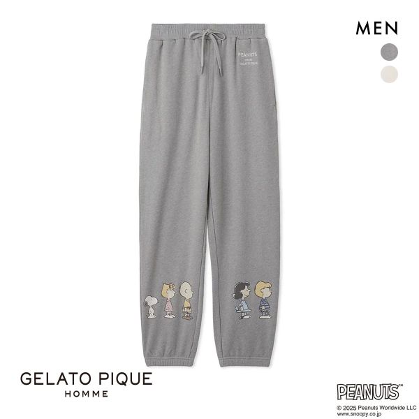 ジェラートピケ オム メンズ ピーナッツ 裏毛ロングパンツ ジェラピケ パジャマ ルームウェア PEANUTS gelato pique HOMME