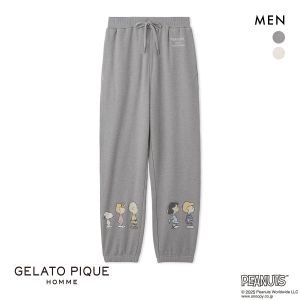 ジェラートピケ オム メンズ ピーナッツ 裏毛ロングパンツ ジェラピケ パジャマ ルームウェア PEANUTS gelato pique HOMME