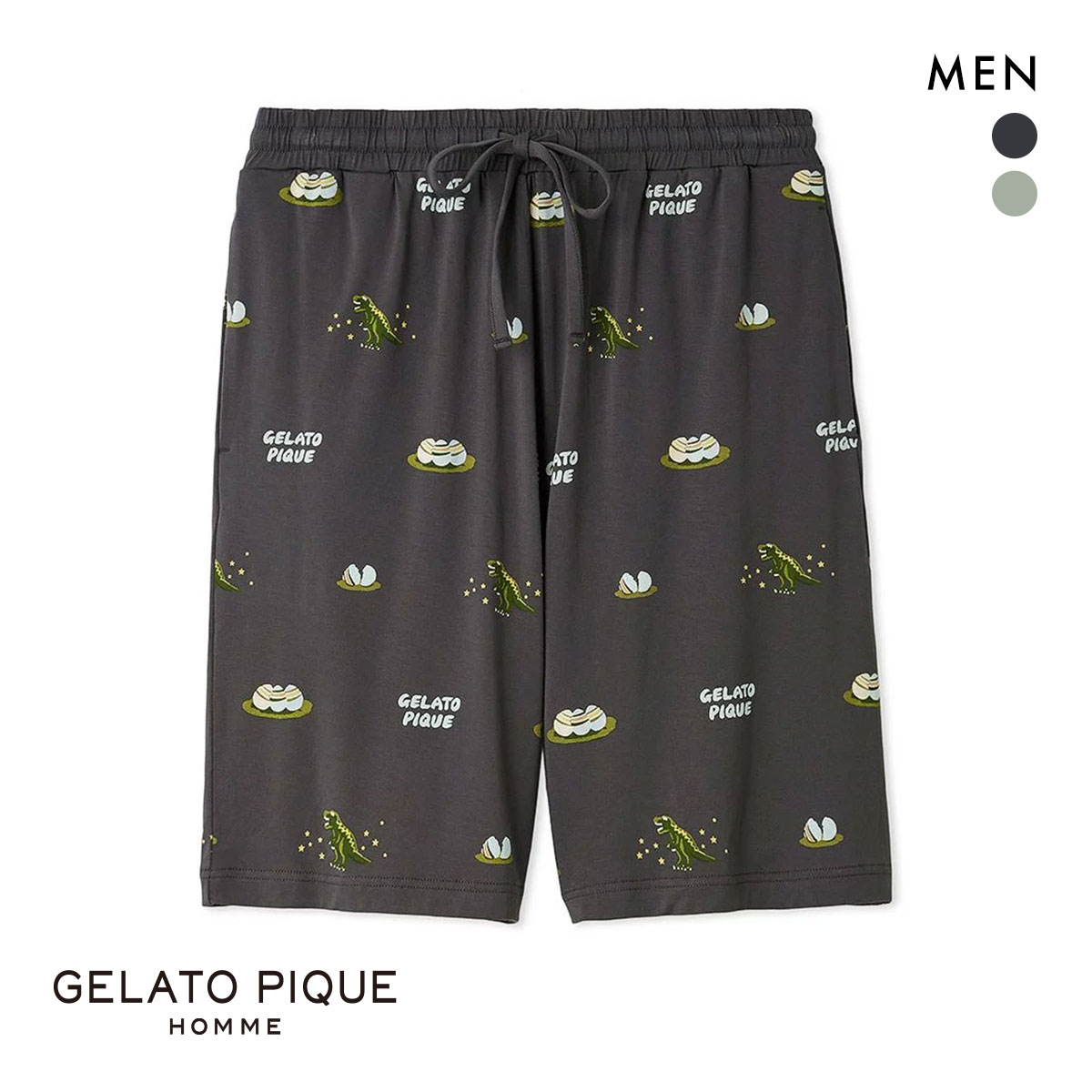 ジェラートピケ オム メンズ ダイナソー＆エッグ総柄ハーフパンツ ジェラピケ パジャマ ルームウェア gelato pique HOMME