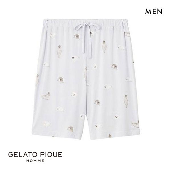 ジェラートピケ オム メンズ 接触冷感 あざらし柄ハーフパンツ ジェラピケ パジャマ ルームウェア GELATO PIQUE HOMME ジェラートピケ オム メンズ 接触冷感 あざらし柄ハーフパンツ ジェラピケ パジャマ ルームウェア GELATO PIQUE HOMME
