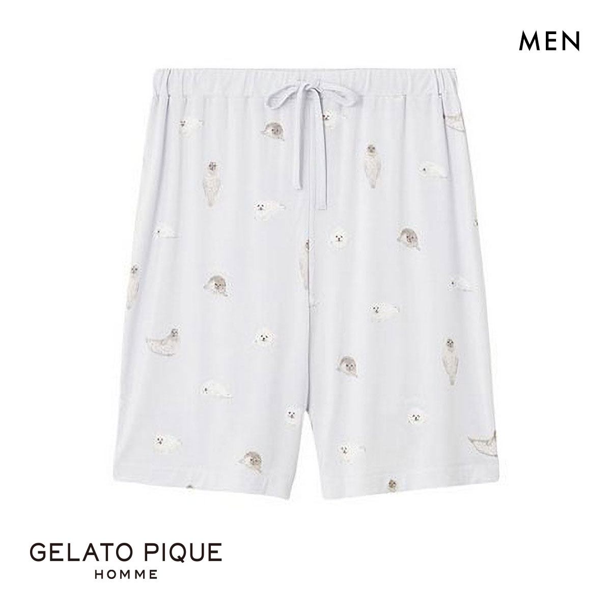 ジェラートピケ オム メンズ 接触冷感 あざらし柄ハーフパンツ ジェラピケ パジャマ ルームウェア GELATO PIQUE HOMME