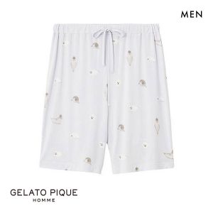 ジェラートピケ オム メンズ 接触冷感 あざらし柄ハーフパンツ ジェラピケ パジャマ ルームウェア GELATO PIQUE HOMME