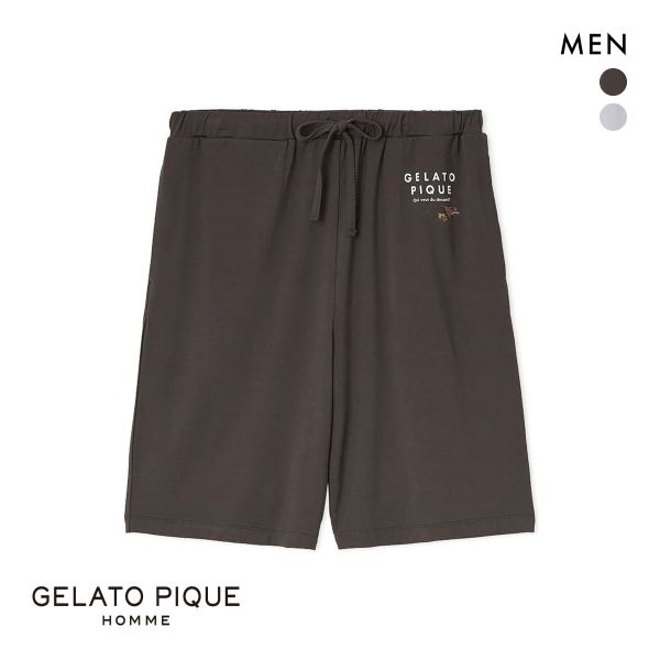 ジェラートピケ オム メンズ 接触冷感 COOLレーヨンロゴハーフパンツ ジェラピケ パジャマ ルームウェア GELATO PIQUE HOMME